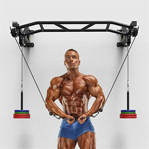 BGLMX Multi-Function Pull-Up Stick Home Gym Pull-Up Bars Wall-Mounted Chin Up Bar with Resistance Band for Sandbag Shelf, Dips Bar & Power Ropes, Strength Training Equipment,119cm/16.8''
