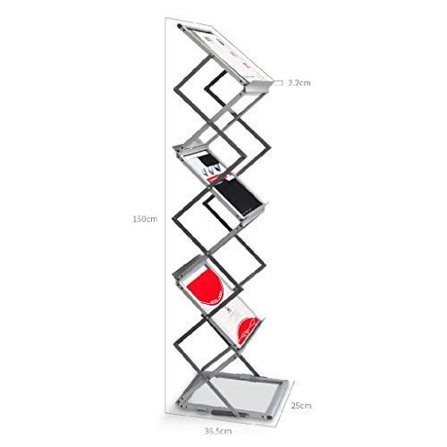 Foldable Literature Display Stand (Silver, 28x37x150CM)