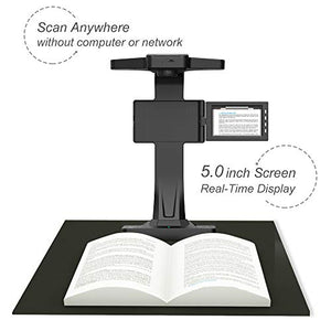 eloam Portable Document Scanner, 5-inch Screen, Support Offline Scan, Auto Flatten, Split & Deskew, Convert Images to Word/Excel/PDF, PC only, 1860TP