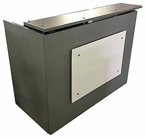 DFS Reception Desk Shell which fits a 15" Monitor - 60" W by 30" D by 44" H Silver and White Front