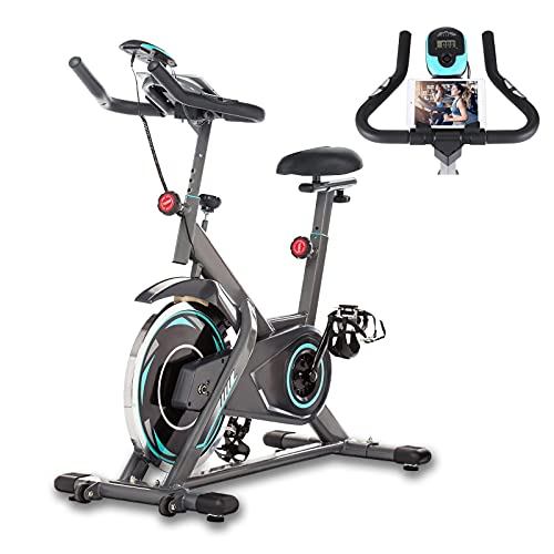 Exercise Bike, Stationary Bikes, Fitness Bike with Tablet Holder, LCD Monitor and Comfortable Seat Cushion, Quiet Indoor Cycling Bikes, 35lb Flywheel, 300lb Capacity