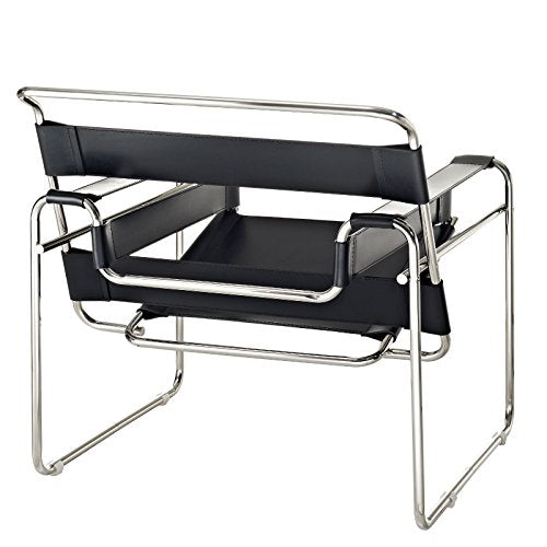 Modway Slingy Upholstered Vinyl Lounge Chair in Black
