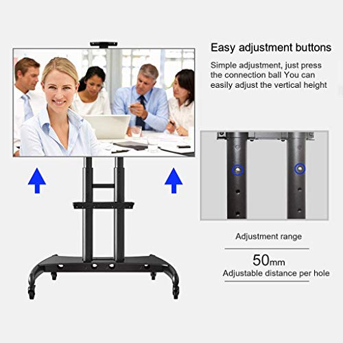 YokIma Mobile TV Stand for 55-80 Inch Screens, White, 90.9 Kg Capacity