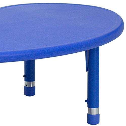 Flash Furniture 35''W x 65''L Half-Moon Blue Plastic Height Adjustable Activity Table
