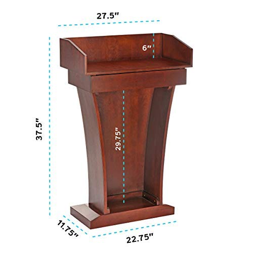 AdirOffice Church Pulpit, Wooden Podium - Mahogany, Height 37.5" with Spacious Drawer