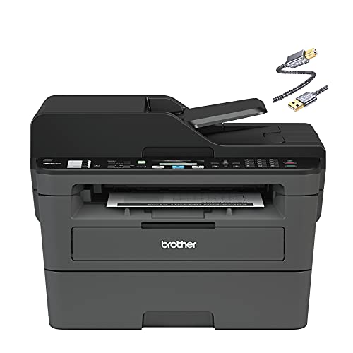 Brother MFC-L2690DW Compact Monochrome All-in-One Laser Printer - Print Copy Scan Fax - Wirless Connectivity - Mobile Printing - Auto 2-Sided Printing - ADF - Up to 26 Pages/Min + iCarp Printer Cable