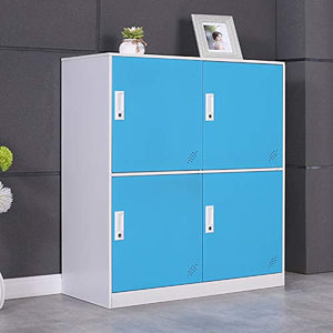 mecolor Kids Living Room Locker 4 Door Metal Locker Small Size Storage for School Bags Shoes and Toy (Blue)