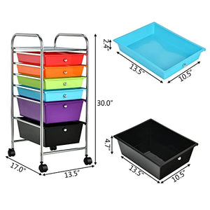 None Rolling Storage Cart Organizer (Black/Yellow)