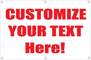 Custom Text Vinyl Banners and Signs Customize Text Personalized Vinyl Banner Outdoor Banner for Parties,Business,Birthday,Graduation and More (5X20)