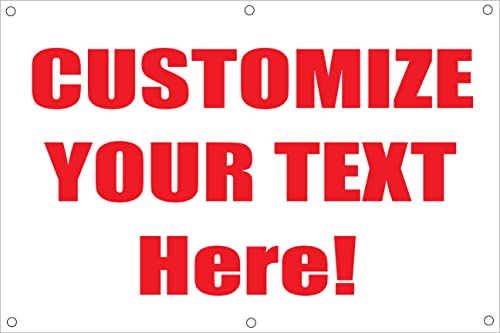 Custom Text Vinyl Banners and Signs Customize Text Personalized Vinyl Banner Outdoor Banner for Parties,Business,Birthday,Graduation and More (5X20)