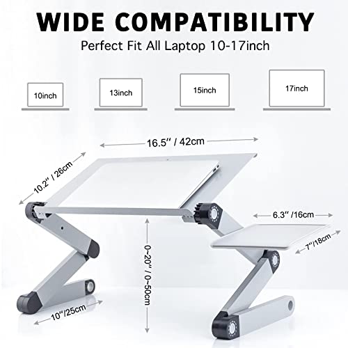 EYHLKM Adjustable Aluminum Laptop Desk Stand Table Vented Ergonomic TV Bed Lap Desk Work from Home Office Riser Couch (Color : A)