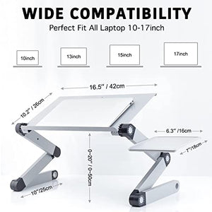 EYHLKM Adjustable Aluminum Laptop Desk Stand Table with Cooling Fan Bed Lap Desk Work from Home Office Riser Couch (Color : A)