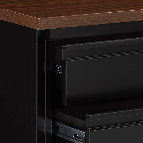 Lorell Single Left Pedestal Desk, 42 by 24 by 29-1/2-Inch, Black Walnut