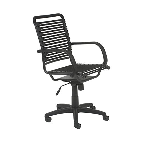 Euro Style Flat Bungie High Back Adjustable Office Chair with Arms, Black Bungies with Graphite Black Frame
