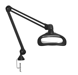 Luxo 18900BK Wave LED-ESD Illuminated Magnifier, 45" Arm, 3.5 Diopter, Edge Clamp, Black