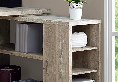Monarch Specialties L-Shaped Corner Left or Right Facing Home & Office Computer Desk, 60"L, Taupe Reclaimed