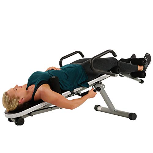 Sunny Health & Fitness Invert Extend N Go Back Stretcher Bench with 350lb High Weight Capacity and Adjustable Stretch and Height Settings , Black