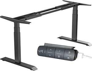 Kaboon Dual Motor Electric Adjustable Desk Frame, Heavy Duty 3-Section Base（Lifting 23.5" to 49"）, Memory Controller with USB Charger, DIY Sit Stand Home Office Table, Black