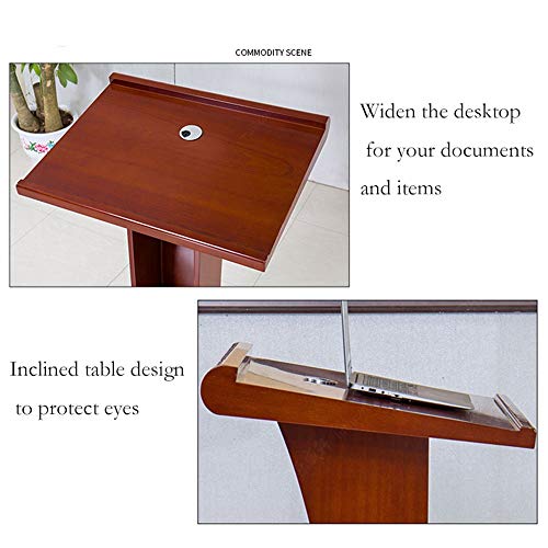 Generic Lectern Podium Stand Solid Wood Multimedia Desk (Reddish Brown Size)