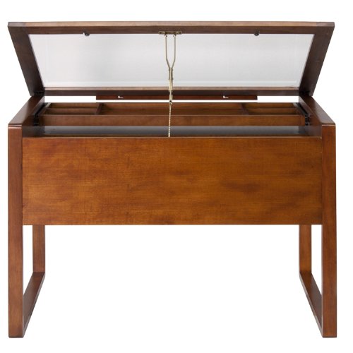 Offex Ponderosa Glass Topped Table Sonoma Brown