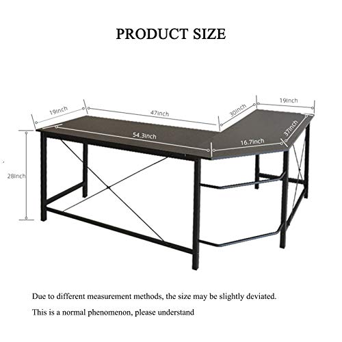 hongyang L Shaped Desk, Round Corner Computer Desk Gaming Table Workstation for Home Office, PC Laptop Writing Study Desk(168x125x72cm)