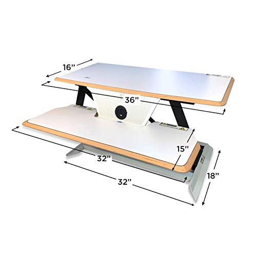 Cloud Nine Shift Desk – 36” Electric Height Adjustable Desk Converter – Sit to Stand Desktop Converter - Electric Standing Desk Converter - Fits Dual Monitors (Black)