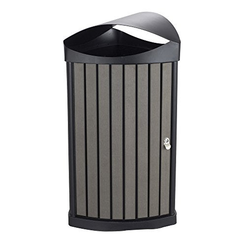 Safco Products 9969CH Nook Indoor/Outdoor Resin Panel Trash Can, 20-Gallon, Charcoal