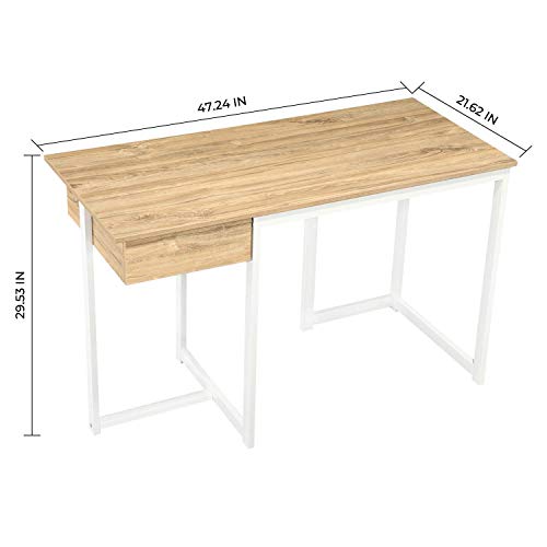 GreenForest L Shaped Desk and Computer Desk Bundle, Industrial Gaming Writing Desk Home Office Furniture Set, Oak