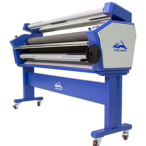 POVOKICI 55in Full-auto Wide Format Cold Laminator 110V Heat Assisted Roll to Roll Large Format Laminating Machine with Trimmer