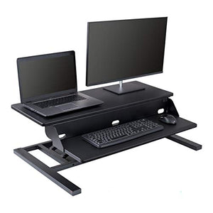 Stand Up Desk Store Power Pro Electric Adjustable Height Two Tier Standing Desk Converter (Black, 36" Wide)