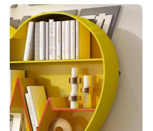 Habrur Heart Shape Wall-Mounted Bookshelf Iron Storage Rack (Yellow, 112 * 20 * 100cm)
