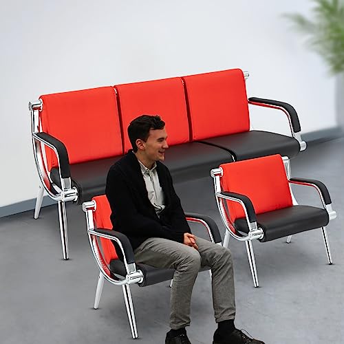 HaroldDol Office Reception Sofa Set - PU Leather Visitor Chairs, 3-Seat Sofa & Two 1-Seat Chairs
