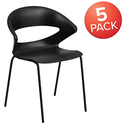 Flash Furniture 5 Pack HERCULES Series 440 lb. Capacity Black Stack Chair