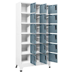 loibinfen Metal Locker Cabinet with 18 Lockers, Employees Storage School Hospital Gym, Light Gray/Dark Gray 35.4"x15.7"x70.9" Steel