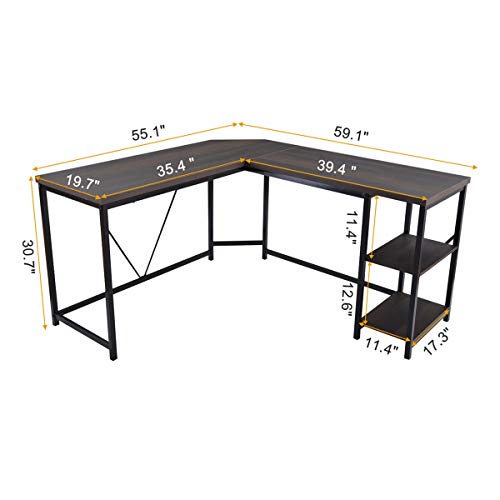 Y-hm Multifunctional, Simple and Stylish Play Desk Workstation for Abode Office, Domicile Office Desk with Adjustable Bookshelf, Gentle to Assemble, Space Economy, Writing Workstation, Desk — L-Sha