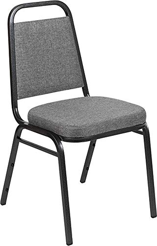 Flash Furniture 4 Pack HERCULES Series Stacking Banquet Chair - Gray Fabric/Silver Vein Frame