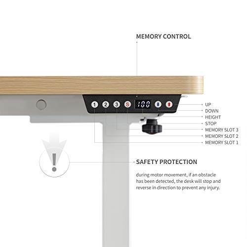GM Adjustable 47 x 24 Inch Quick Install Workstation, Electric Home Office Sit Stand Desk, Walnut Top Gaming Computer Table