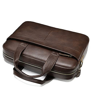 WJCCY Men's Bag Men Briefcase for Laptop 14 Messenger Men's Leather Bag Business Portfolio for Document (Color : Brown, Size : 28.5x39.5cm)