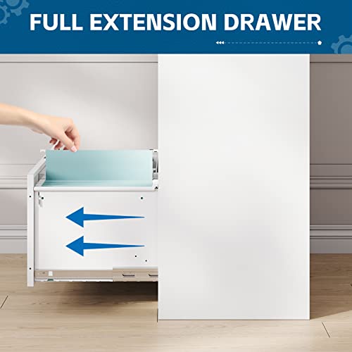 PEUKC 2-Drawer Metal File Cabinet with Lock, White - Legal/Letter/A4 Size