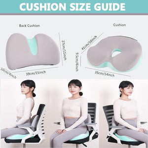 None Office Chair Cushion, Lumbar Support Pillow for Tailbone, Sciatica, and Back Pain Relief - Memory Foam Seat Cushion for Car and Travel (Light Gray)