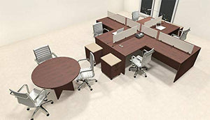 4 Persons L Shaped Office Divider Workstation Desk Set, CH-AMB-FP51
