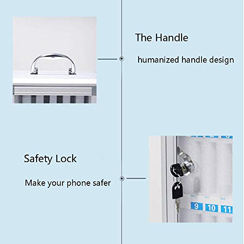 Loghot Aluminum Alloy Pocket Chart Cell Phones Storage Cabinet for Cell Phones,Wall-Mounted with a Locked,Can be Carried by Hand(60 Slots)