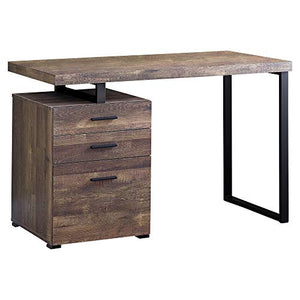 Monarch Specialties Computer Desk with File Cabinet - Left or Right Set- Up - 48"L (Brown Reclaimed Wood Look)