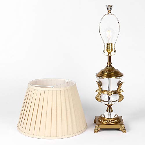 Goodvon Bedside Desk lamp,Home Decoration Light,Modern Crystal Chrome Table Lamps with Fabric Lampshade for Bedroom Living Room Coffee Room