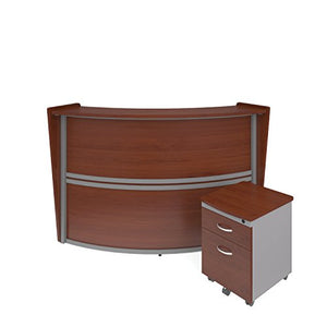 OFM Marque Series Single-Unit Curved Reception Station Package - Office Furniture Reception/Secretary Desk with Cherry Pedestal (PKG-55290-CHY)