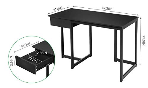 GreenForest Large L Shaped Desk and Computer Desk Bundle, Industrial Gaming Writing Desk Home Office Furniture Set, Black