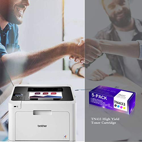 5-Pack(2 Black, 1 Cyan, 1 Magenta, 1 Yellow) Compatible Toner Cartridge Replacement for Brother TN-433 TN433 to use with HL-L8260CDW HL-L8360CDW MFC-L8900CDW MFC-L8610CDW Printer