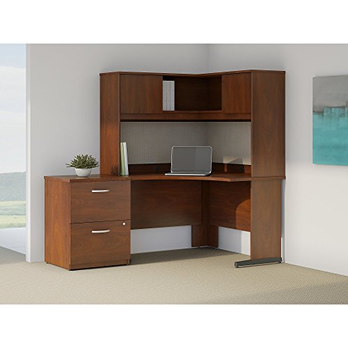 Bush Business Furniture Series C Elite 48W x 48D C Leg Corner Desk with Hutch and Storage in Hansen Cherry