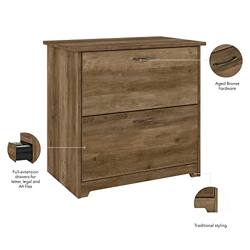 Bush Furniture Cabot 2 Drawer Lateral File Cabinet | Letter, Legal, A4-Size Document Storage, 32W, Reclaimed Pine