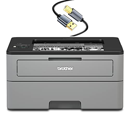 Brother HL-L2325DWB Compact Monochrome Single Function Laser Printer with Duplex and Wireless Printing for Business Office, Fast Print Speed 26ppm, 2400 x 600 dpi, 250-sheet, CBMOUN Printer Cable